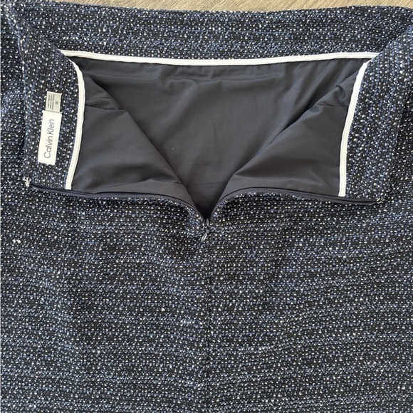 Calvin Klein Tweed Women 2- Piece Skirt Suit Set Size 14 Navy - Picture 4 of 11